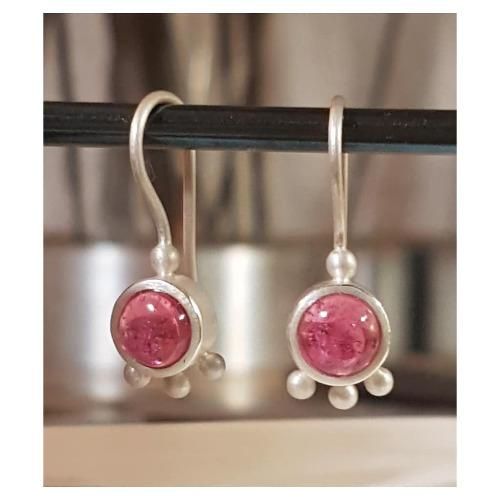 Silver earrings with pink tourmaline