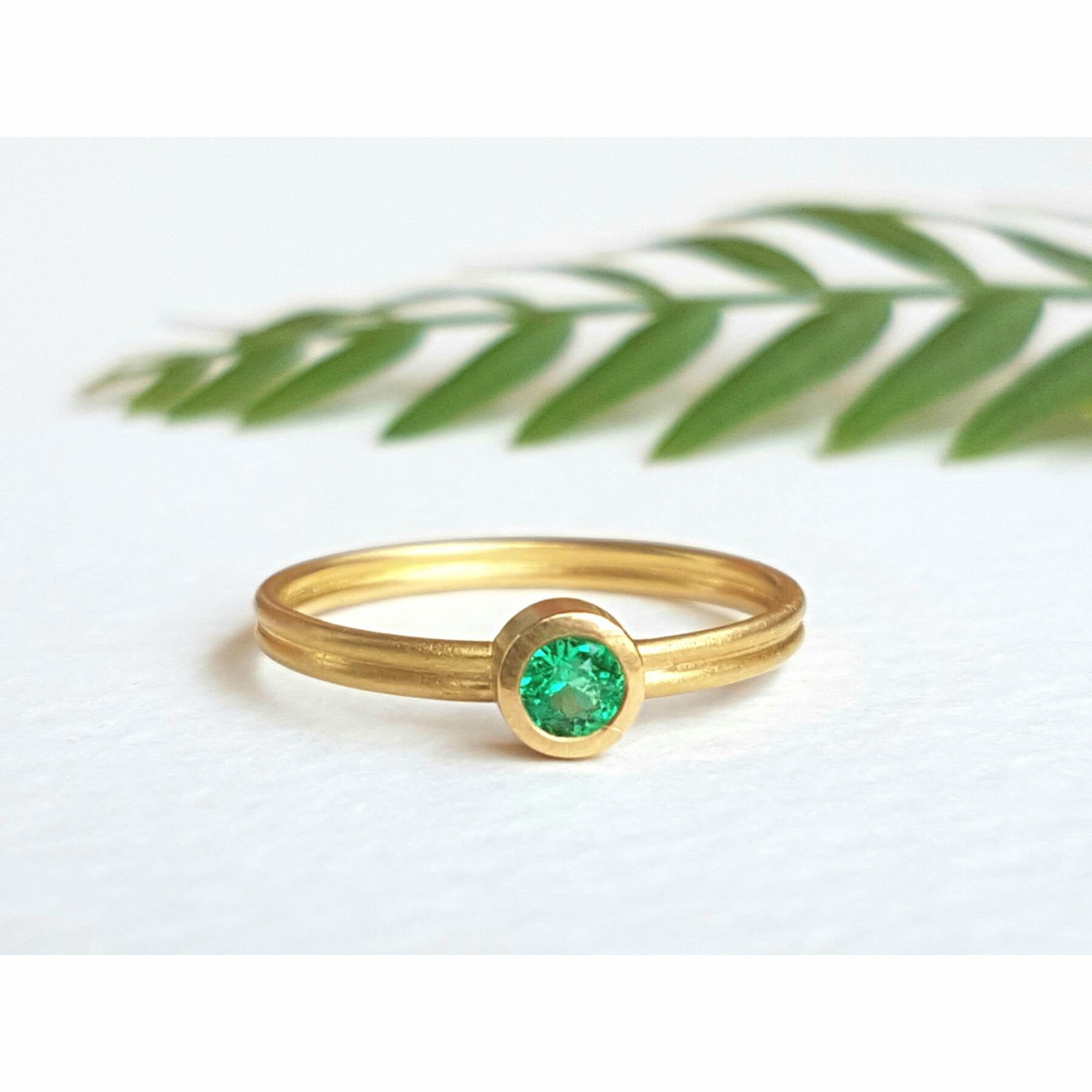 18ct Fairmined gold ring with responsibly sourced emerald, one-of-a-kind