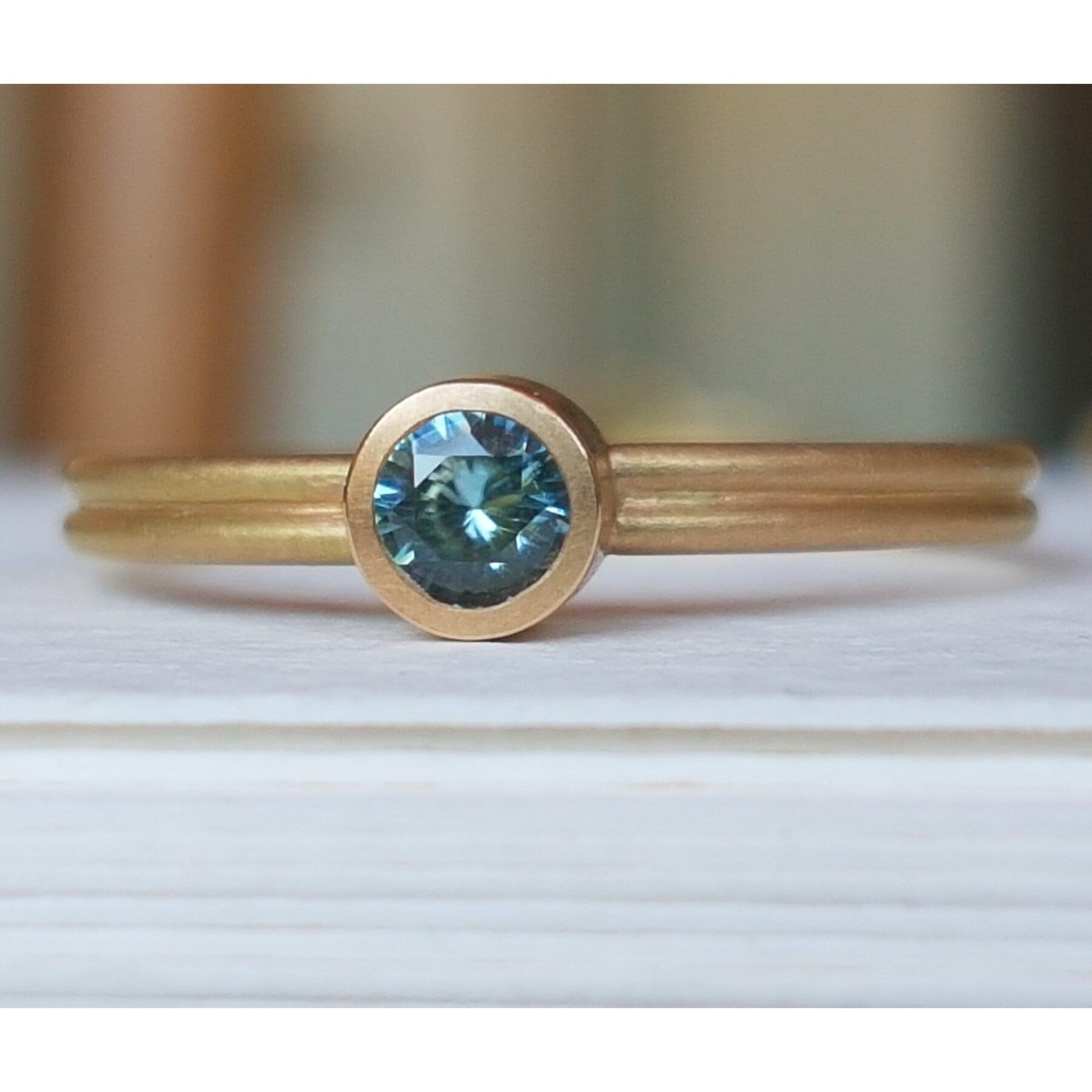 18 ct Fairmined gold ring with ethically sourced  zircon, one-of-a-kind