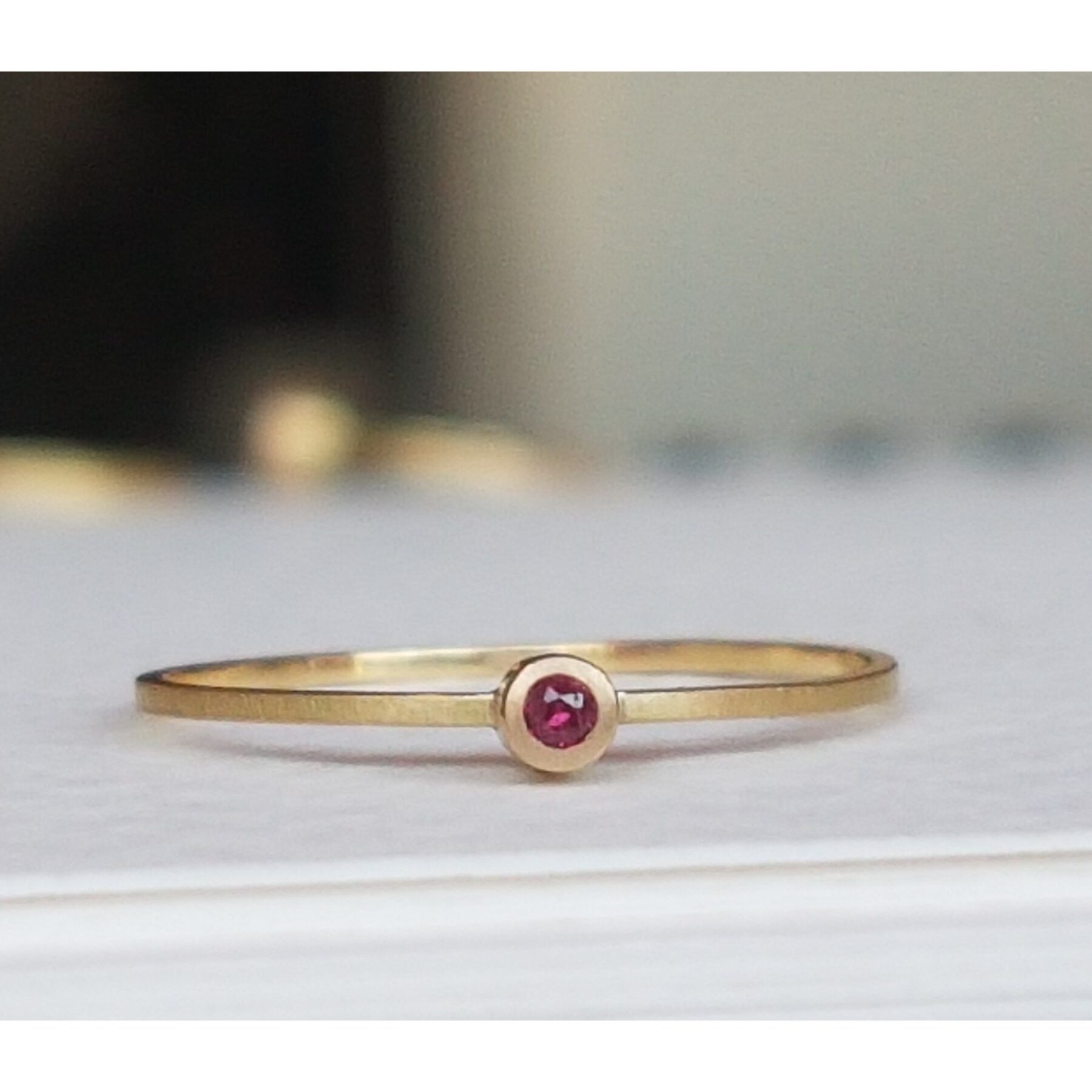 18 ct Fairmined gold ring with ethically sourced red spinel